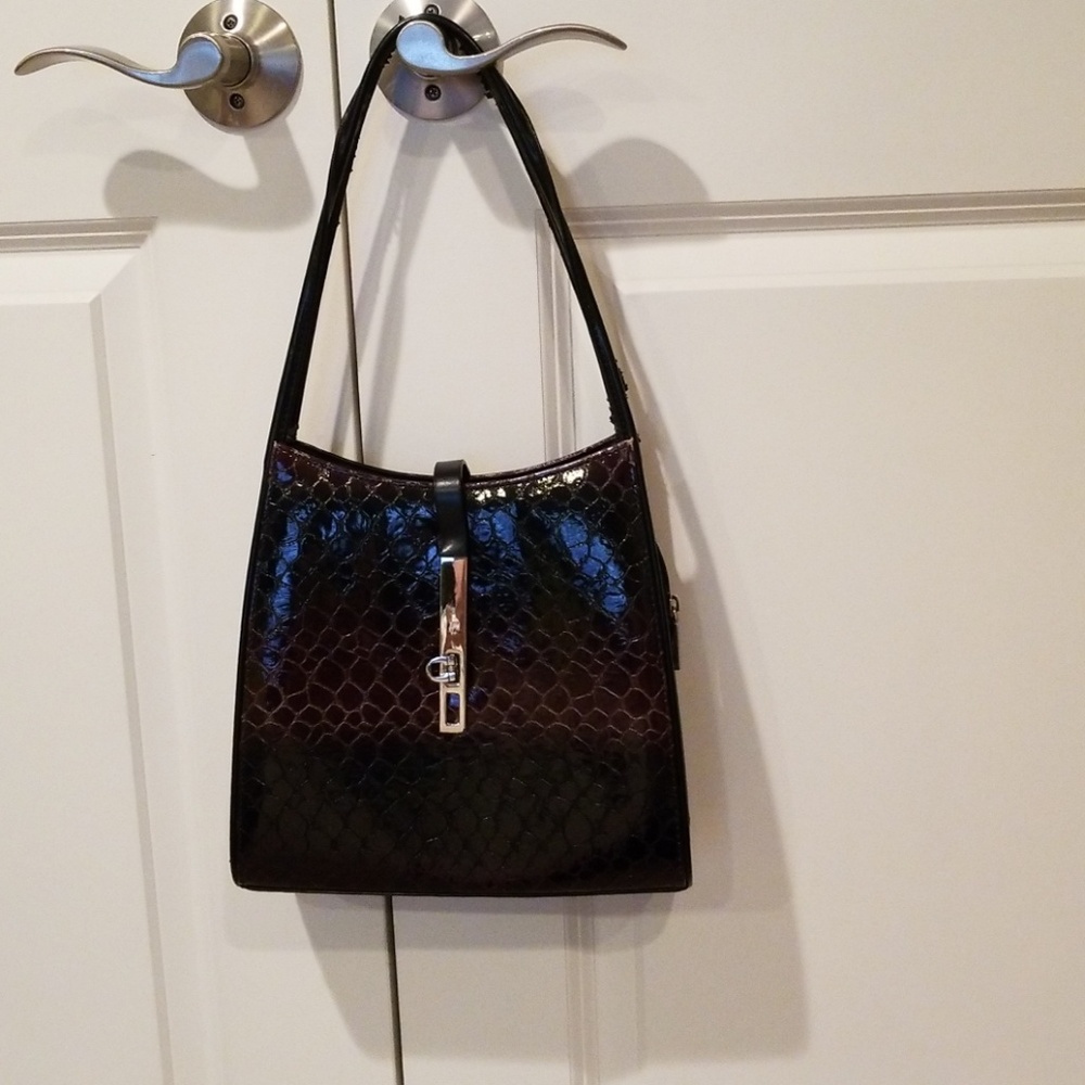Brown Print Snakeskin Purse